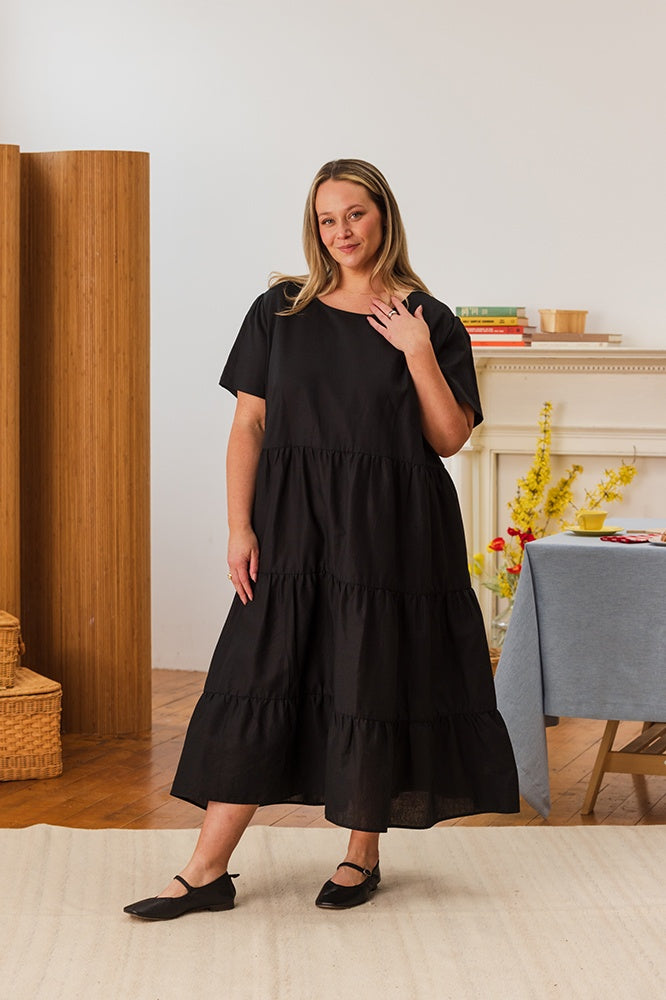 Chalet Tiered Dress Cotton Linen - gallery