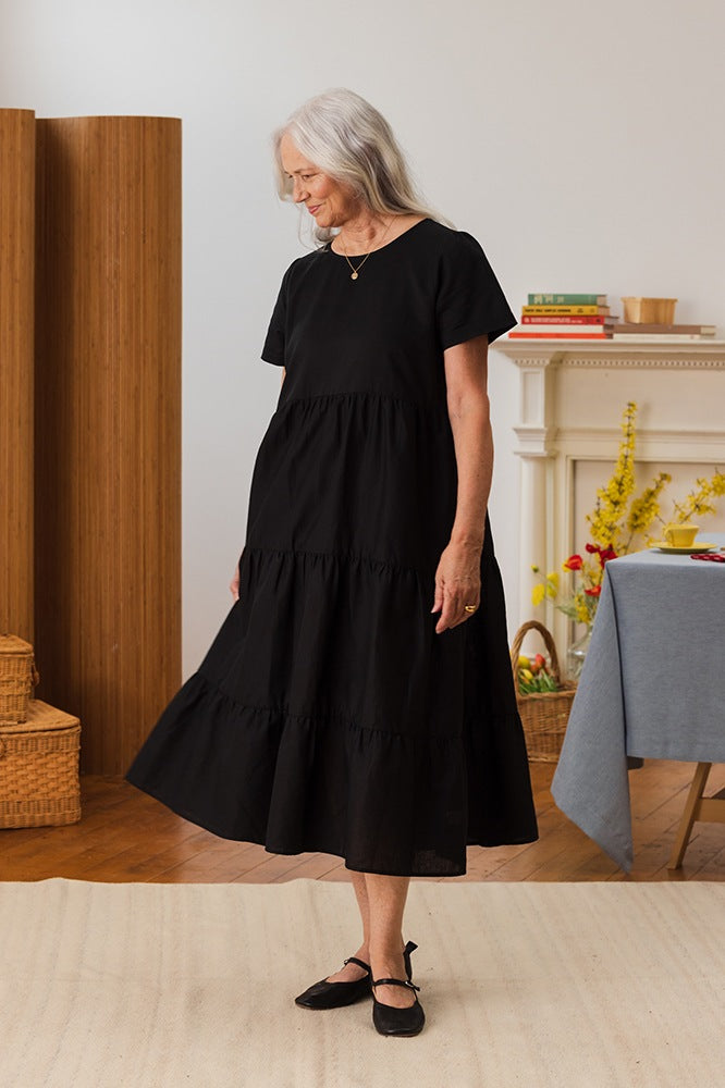 Chalet Tiered Dress Cotton Linen - gallery