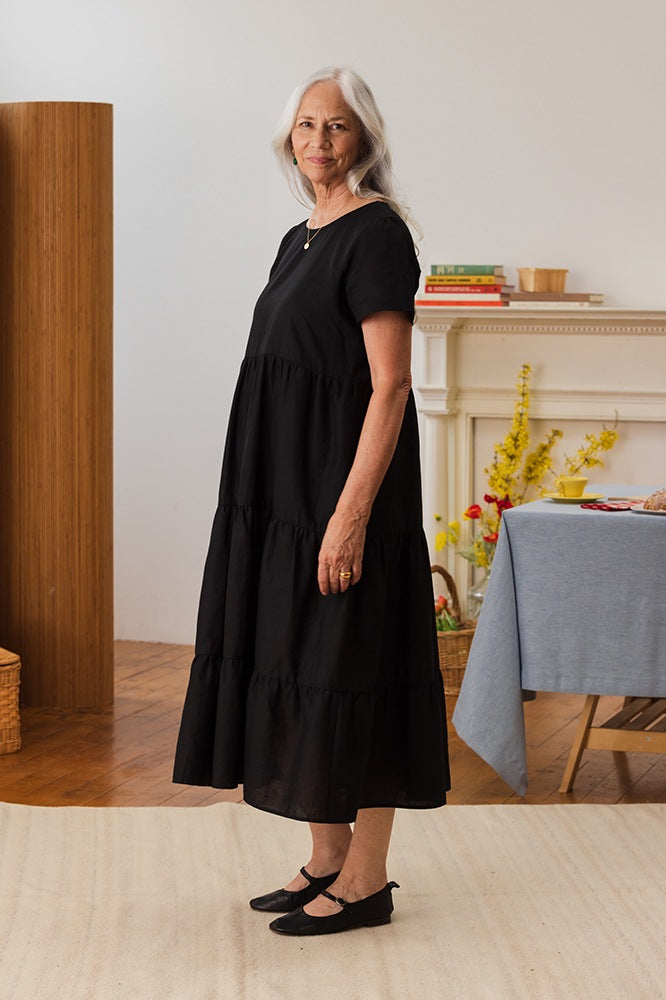 Chalet Tiered Dress Cotton Linen - gallery