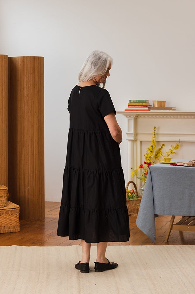 Chalet Tiered Dress Cotton Linen - gallery