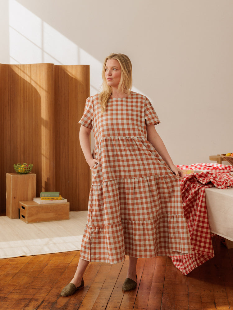 Chalet Tiered Dress Cotton Linen - gallery
