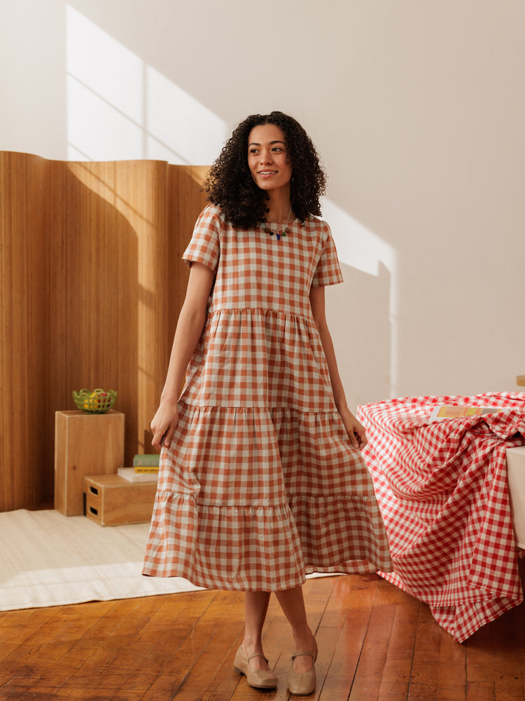 Chalet Tiered Dress Cotton Linen - gallery