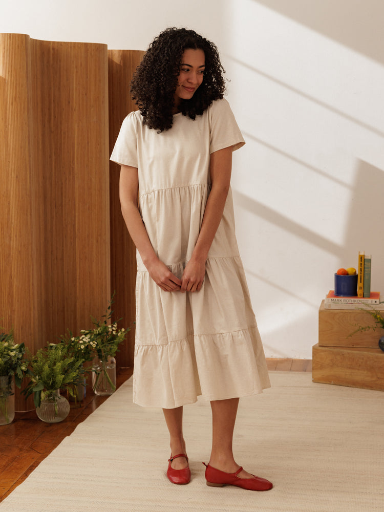 Chalet Tiered Dress Cotton Linen - gallery