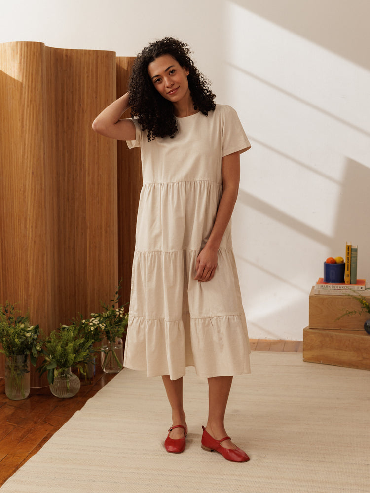 Chalet Tiered Dress Cotton Linen - gallery