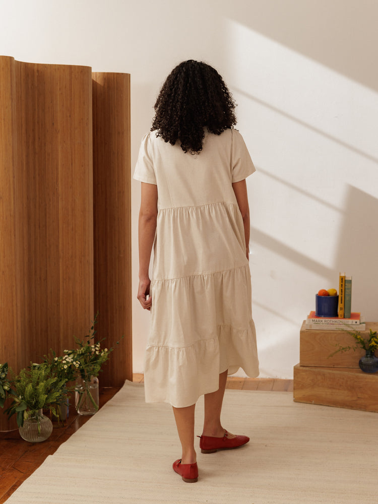 Chalet Tiered Dress Cotton Linen - gallery