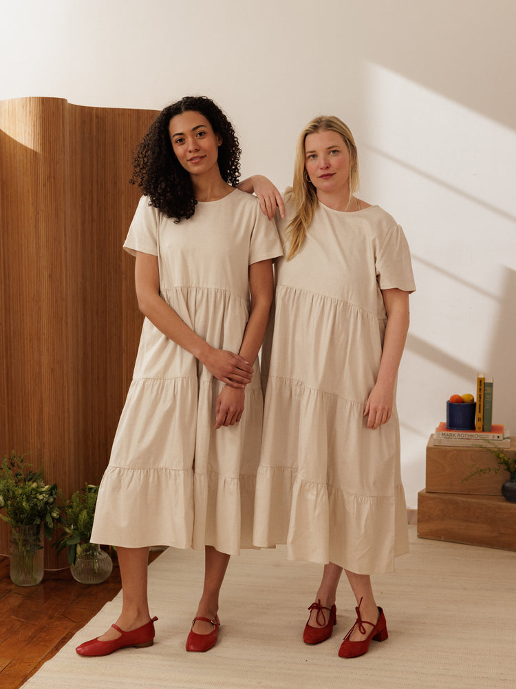 Chalet Tiered Dress Cotton Linen - gallery