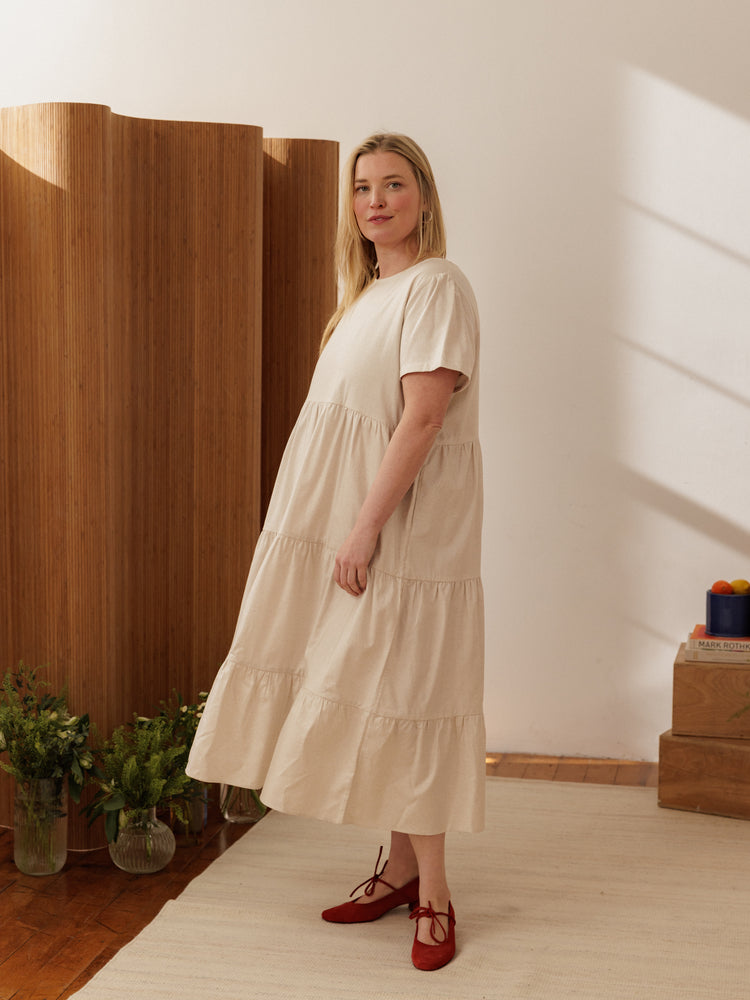 Chalet Tiered Dress Cotton Linen - gallery