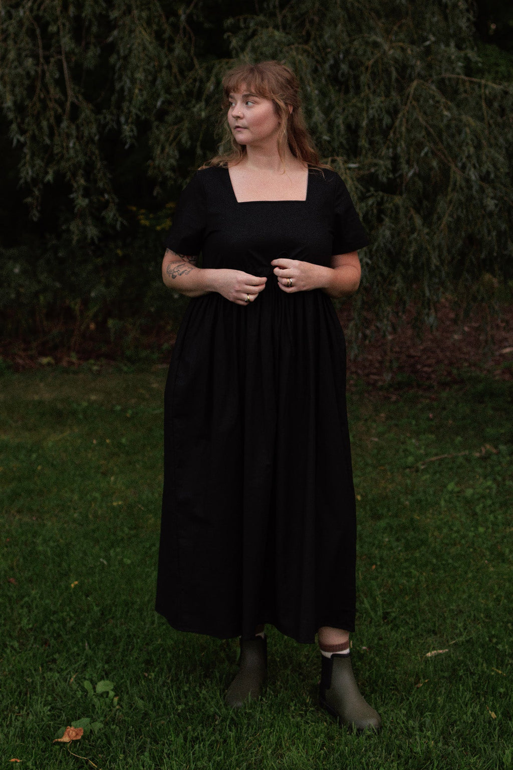 Nico Square Neck Drawstring Dress - gallery