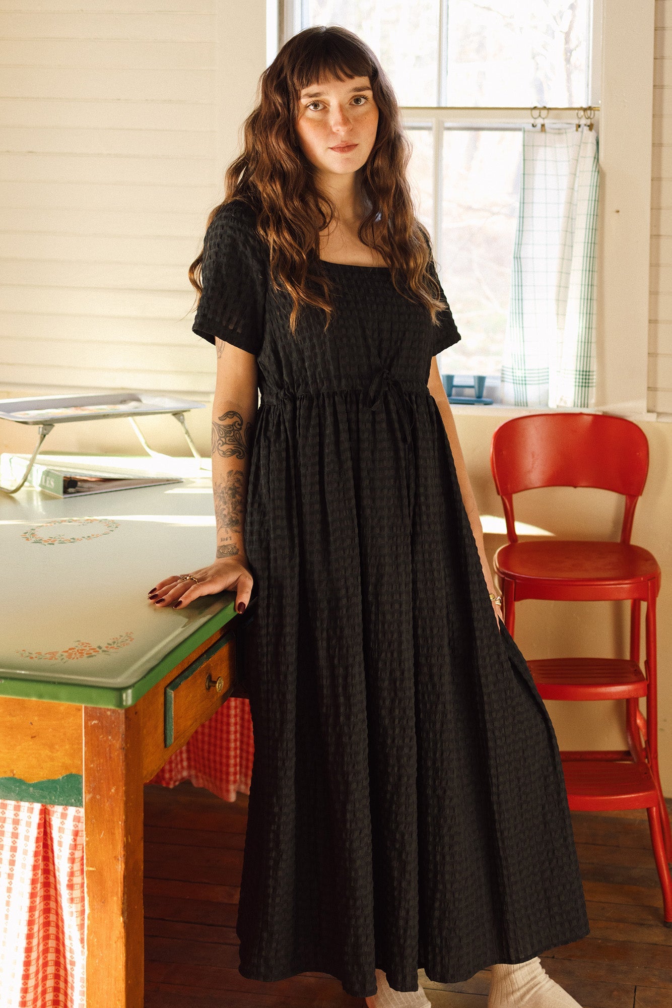 Nico Square Neck Drawstring Dress - gallery