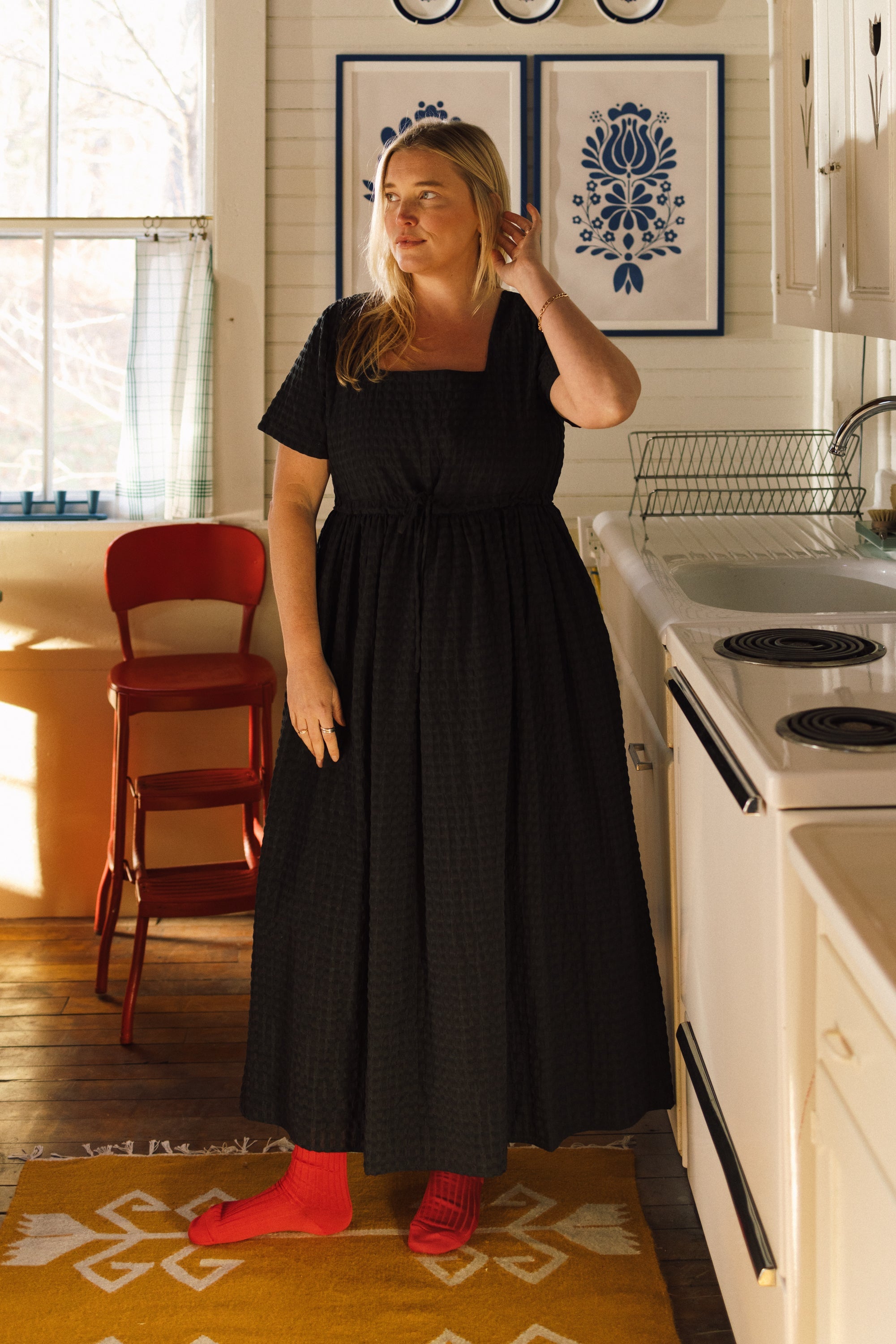 Nico Square Neck Drawstring Dress - gallery
