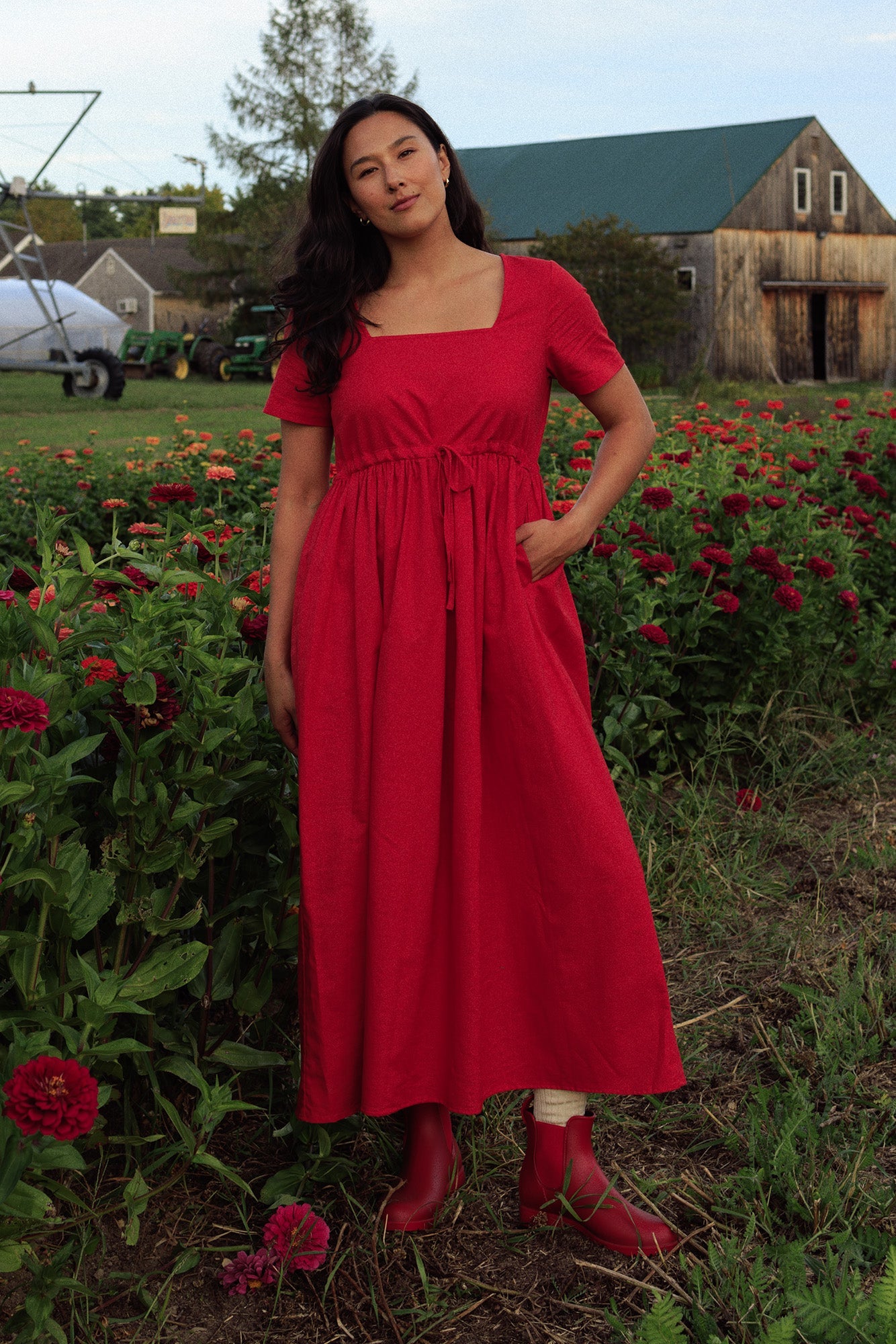 Nico Square Neck Drawstring Dress - gallery