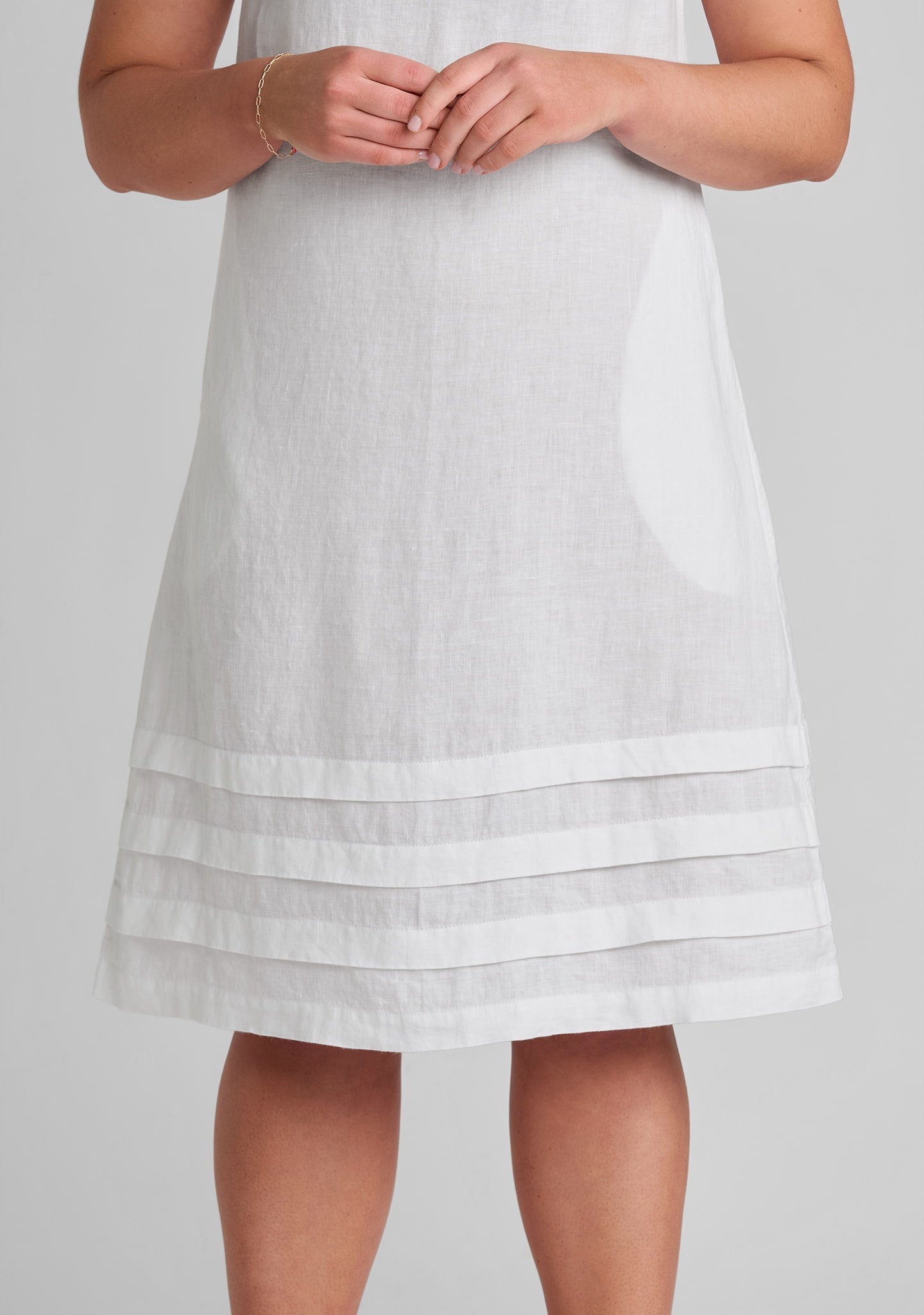 Tuck Detail Linen Shift Dress for Women - gallery