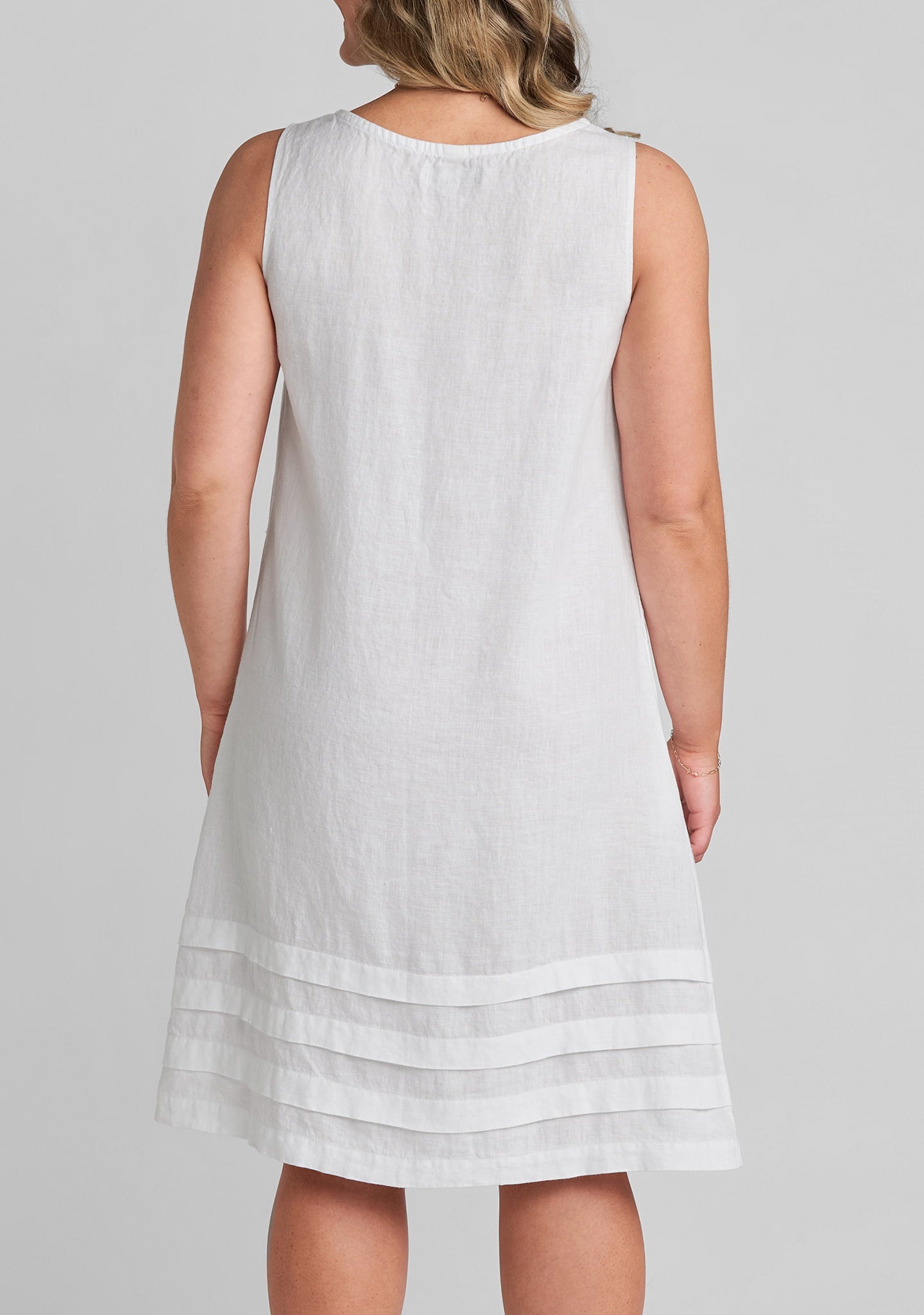 Tuck Detail Linen Shift Dress for Women - gallery