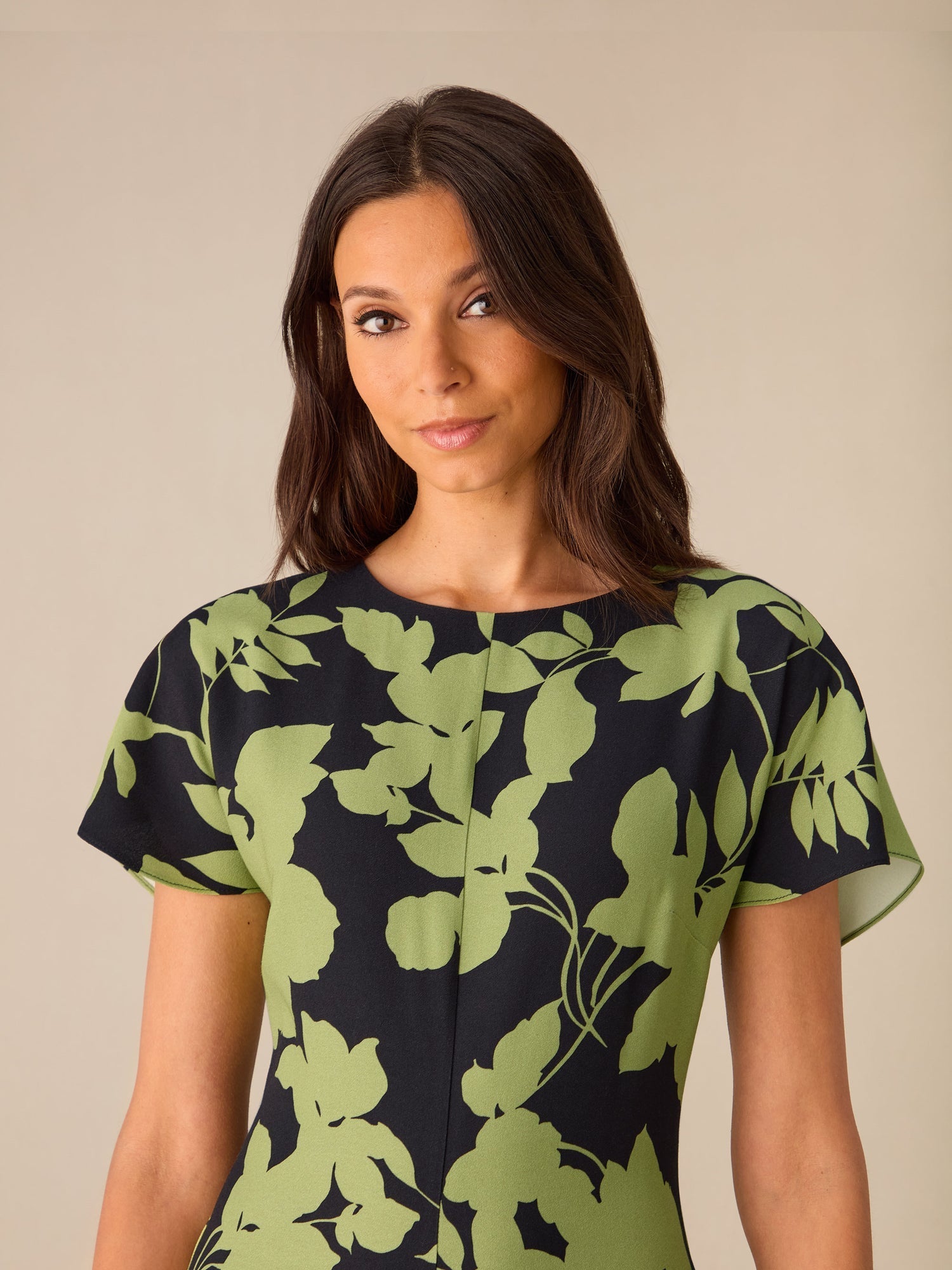 Victoria Green Floral Print Flutter Sleeve Dress — gallery