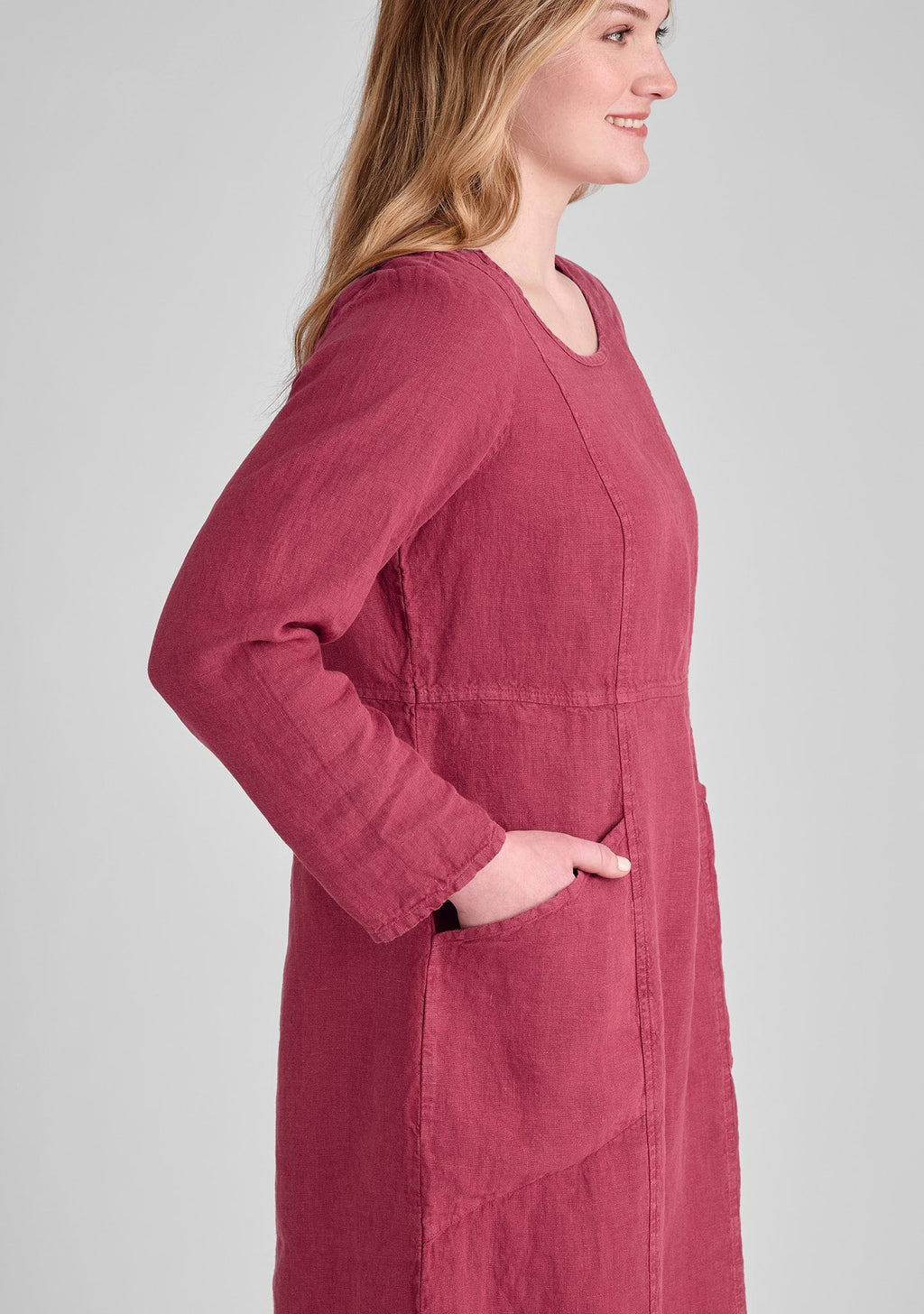 Vintage Linen Scoop Neck Dress for Women - gallery