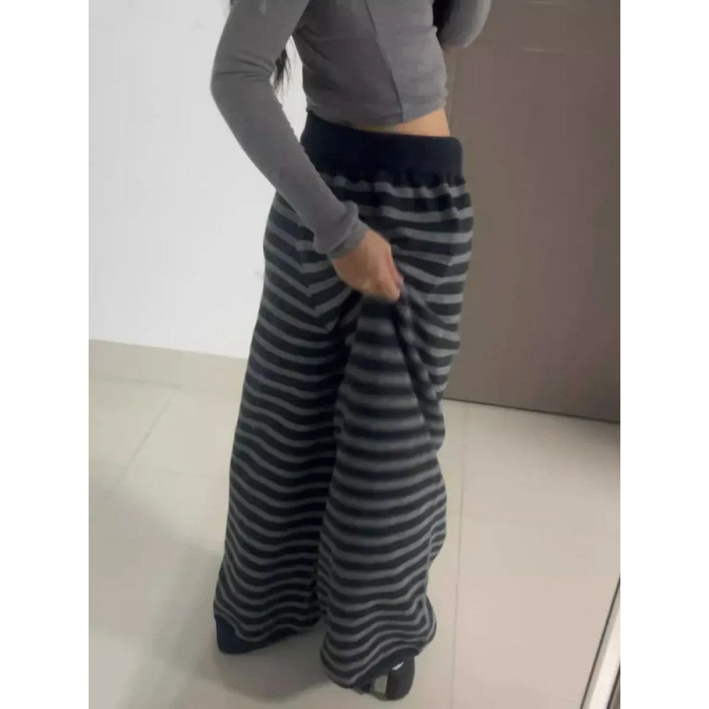 Grunge Stripe Knit Wide Leg Pants Knit Top for Women - gallery