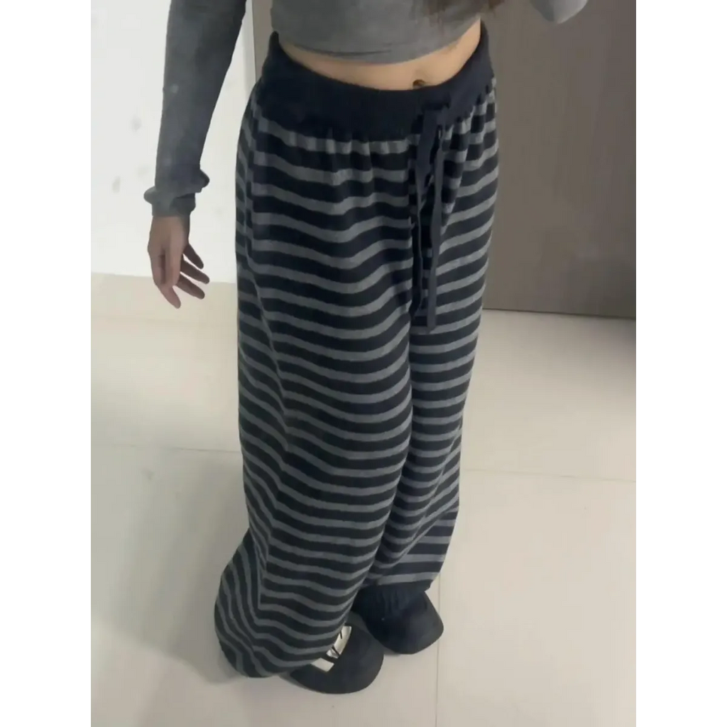 Grunge Stripe Knit Wide Leg Pants Knit Top for Women - gallery