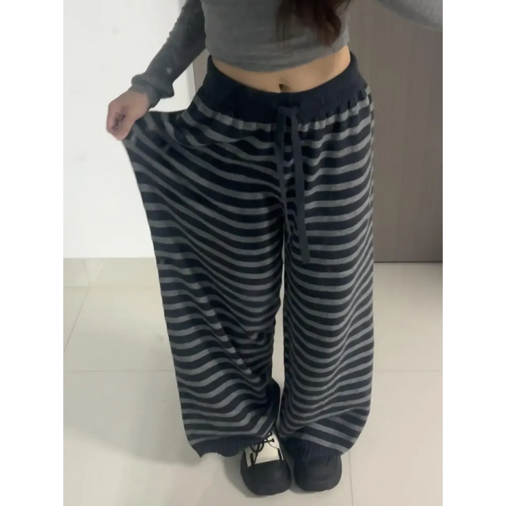 Grunge Stripe Knit Wide Leg Pants Knit Top for Women - gallery