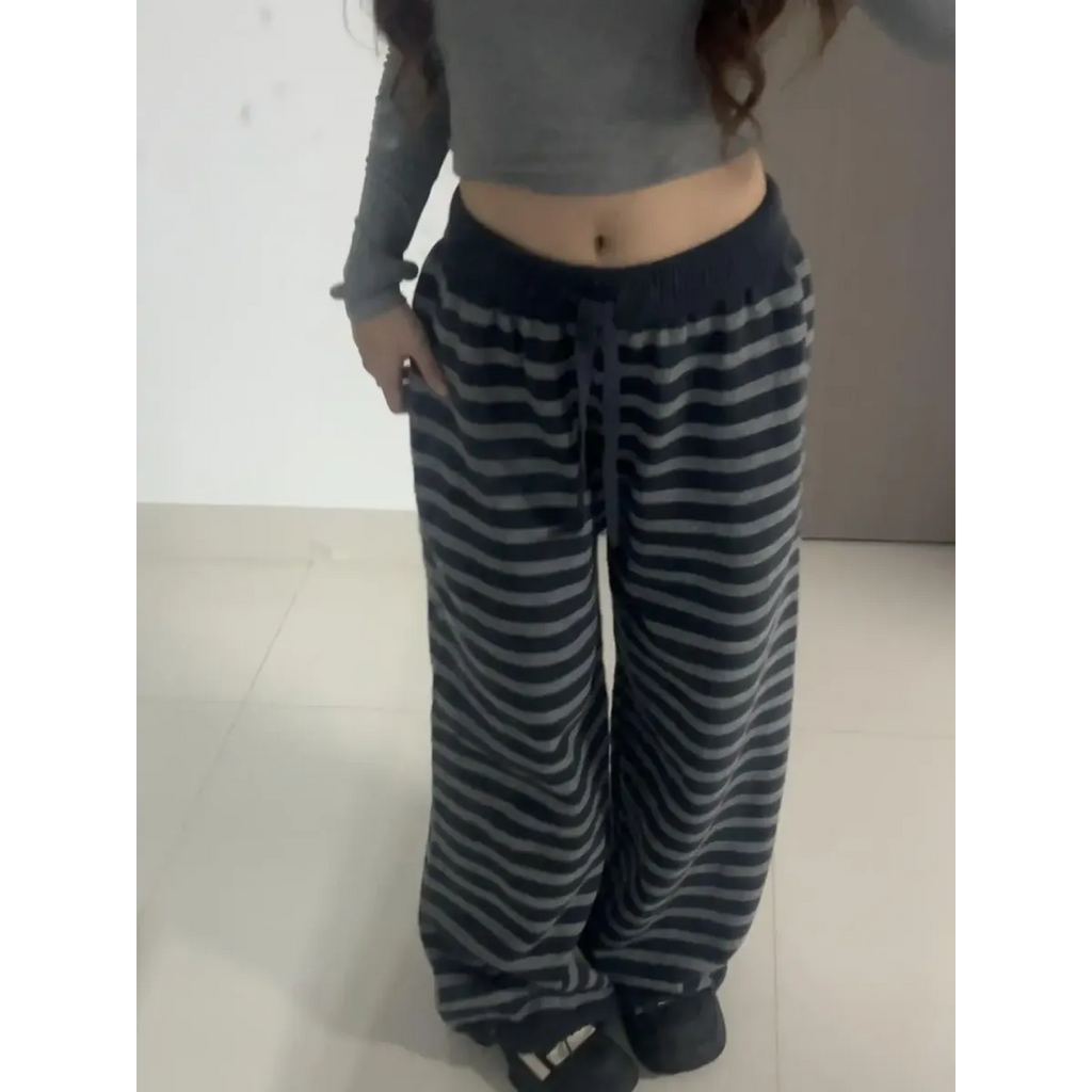 Grunge Stripe Knit Wide Leg Pants Knit Top for Women - gallery