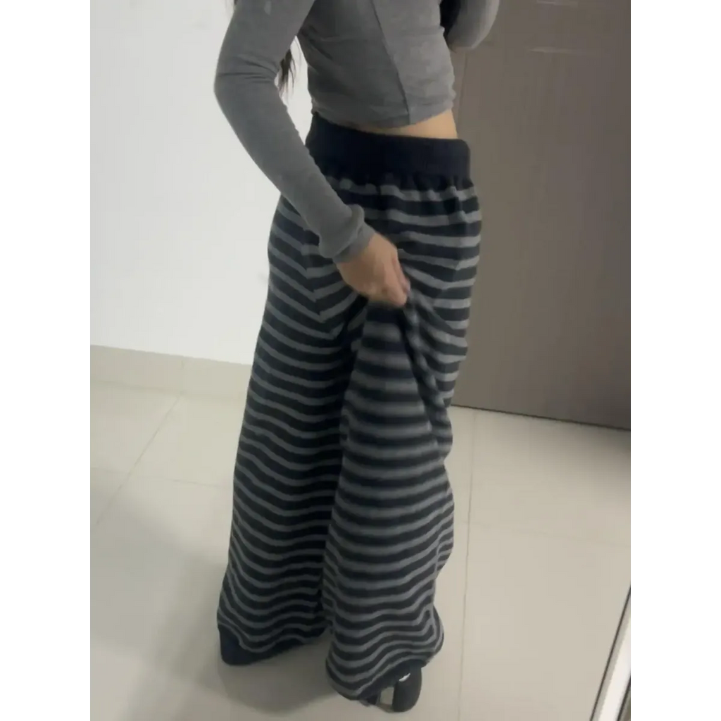 Grunge Stripe Knit Wide Leg Pants Knit Top for Women - gallery