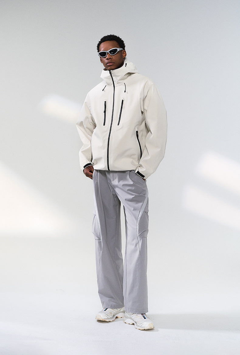 Windbreaker Jacket Hooded Waterproof Breathable Zip Pockets for Women - gallery