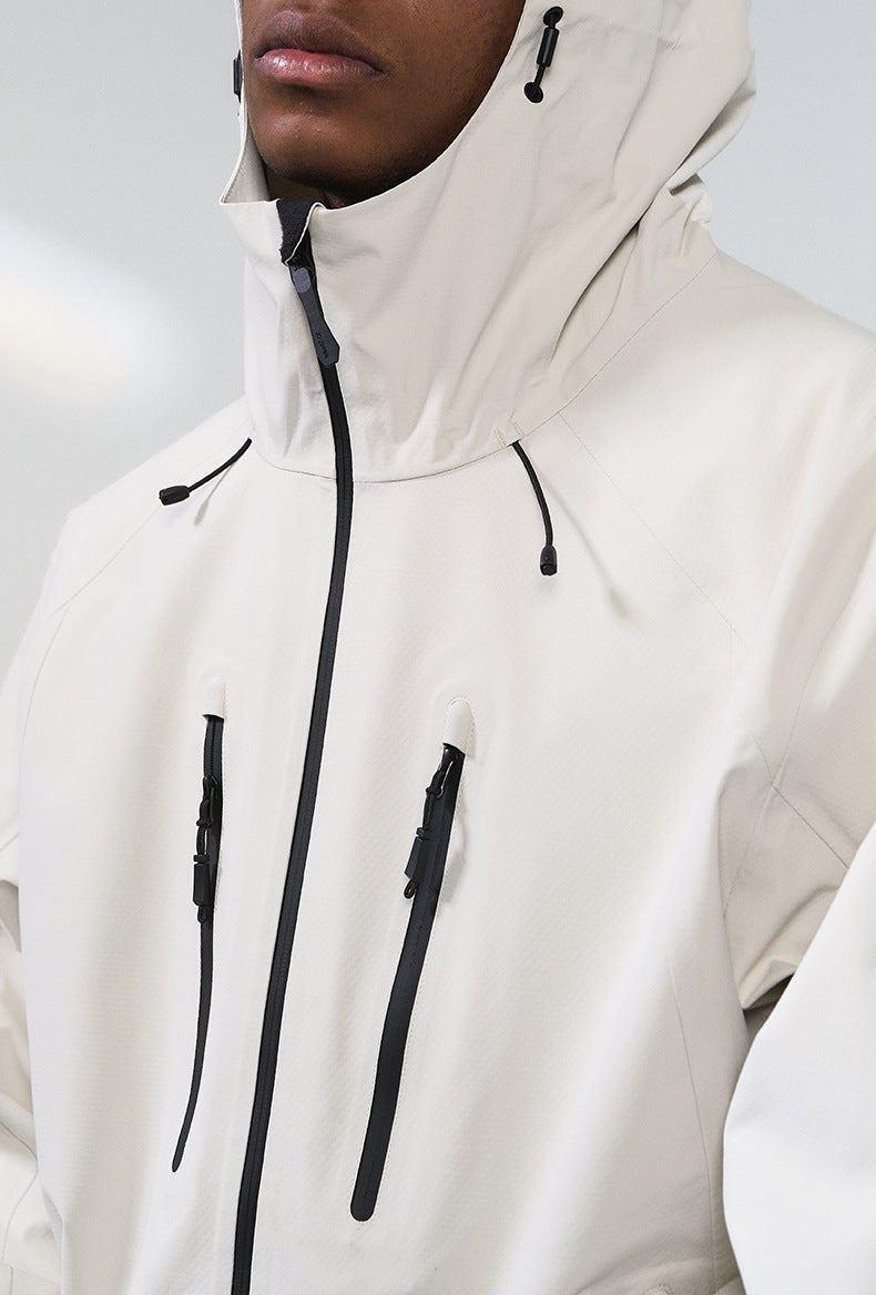 Windbreaker Jacket Hooded Waterproof Breathable Zip Pockets for Women - gallery