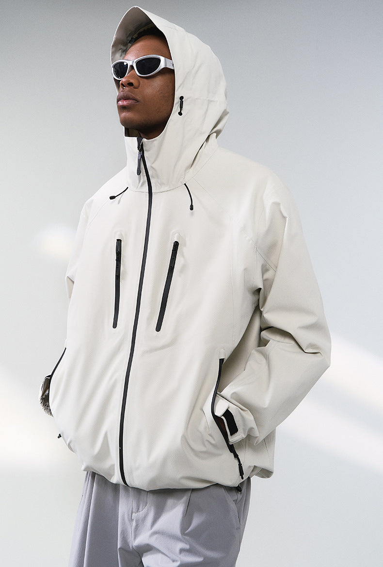 Windbreaker Jacket Hooded Waterproof Breathable Zip Pockets for Women - gallery