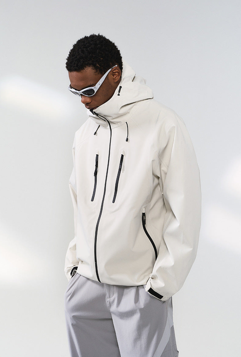 Windbreaker Jacket Hooded Waterproof Breathable Zip Pockets for Women - gallery