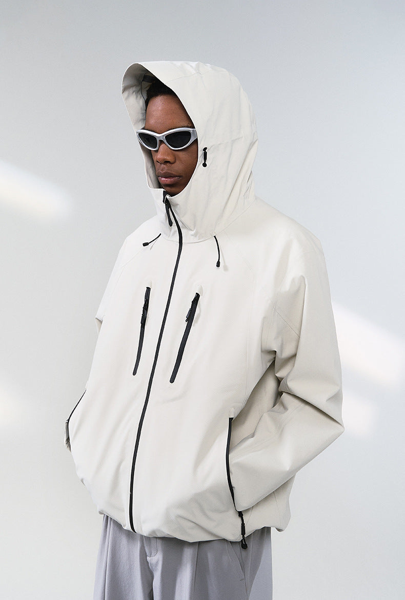 Windbreaker Jacket Hooded Waterproof Breathable Zip Pockets for Women - gallery