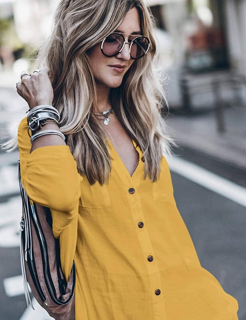 Loose V-Neck Beach Cover-Up Dress for Women — Long Sleeve - gallery