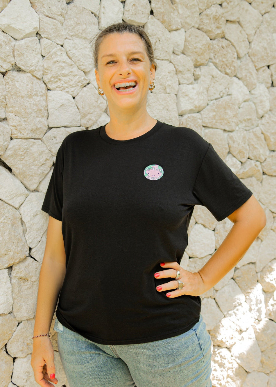 Bamboo Slogan T-Shirt in Black — Sustainable Statement - gallery