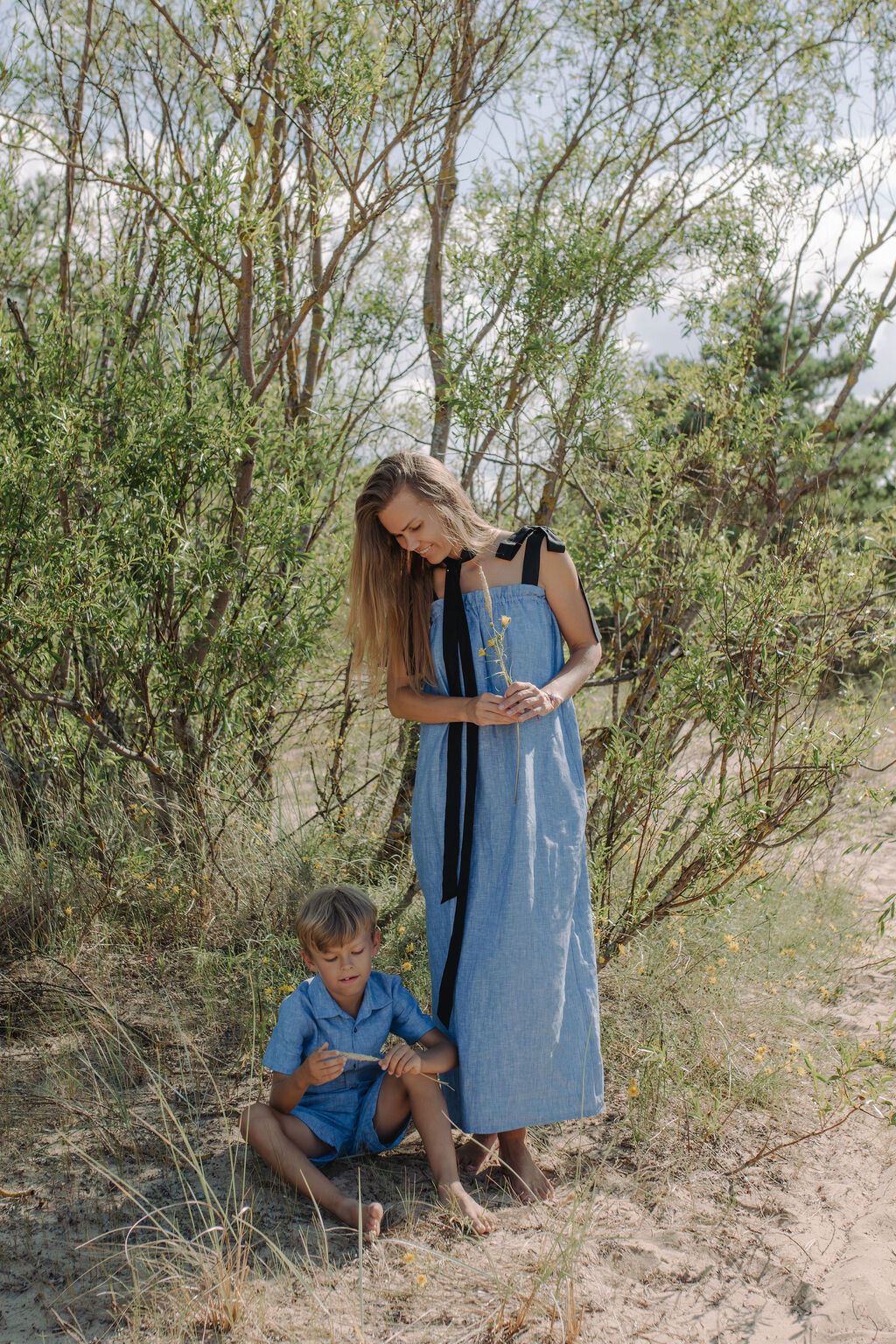 Blue Linen Maxi Dress for Women — Elegant Breathable Style - gallery