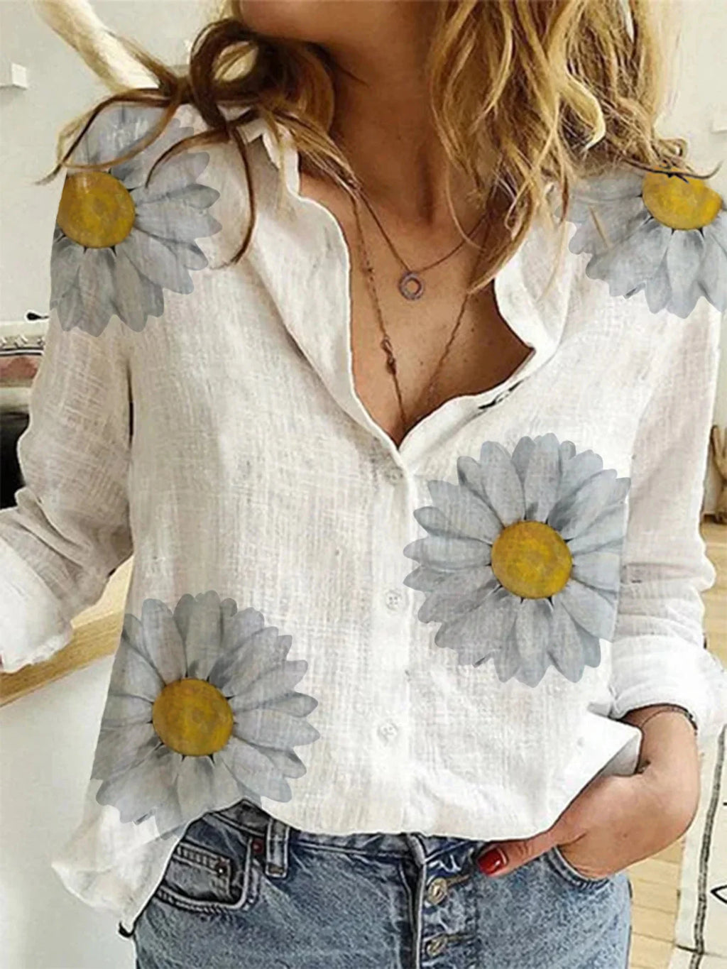Cotton Fashion Designer Shirt Linen Long-Sleeve Tops (Plus Size) for Women - gallery