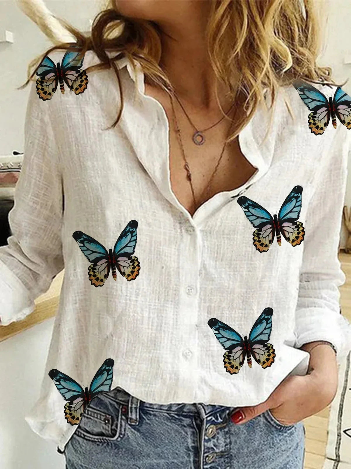 Cotton Fashion Designer Shirt Linen Long-Sleeve Tops (Plus Size) for Women - gallery