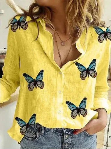 Cotton Fashion Designer Shirt Linen Long-Sleeve Tops (Plus Size) for Women - gallery