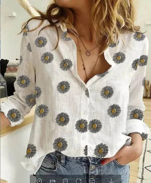 Cotton Fashion Designer Shirt Linen Long-Sleeve Tops (Plus Size) for Women - gallery