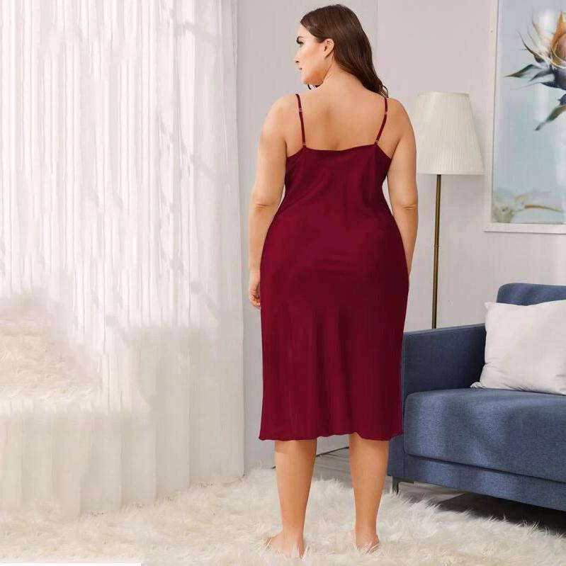 Women's Cowl Neck Plus Size Silk Nightgown Slip Dress — gallery