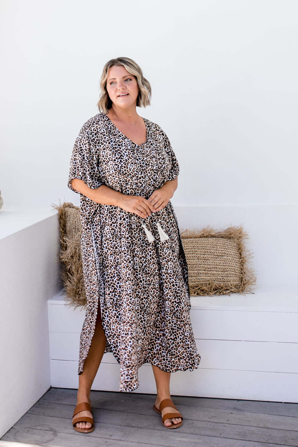 Long Kaftan Dress - Leopard Print — gallery