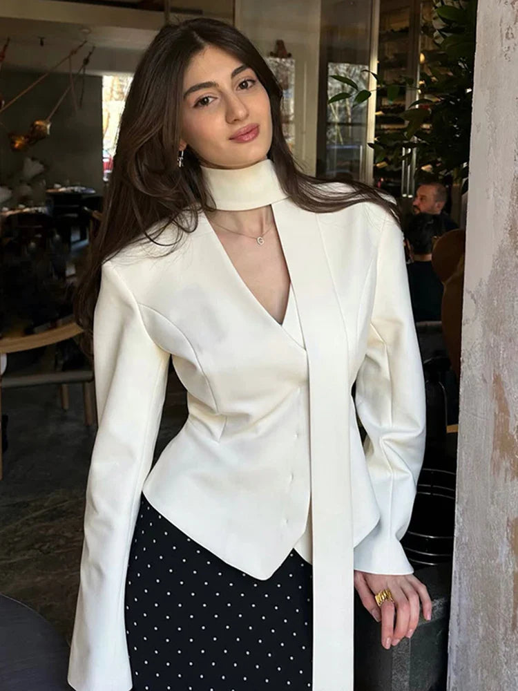 s V-Neck Tailored Button Front Blazer for Women - gallery