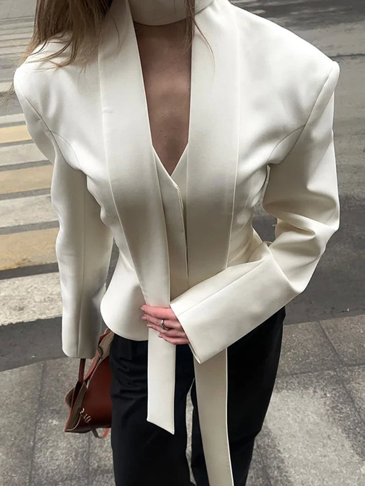 s V-Neck Tailored Button Front Blazer for Women - gallery