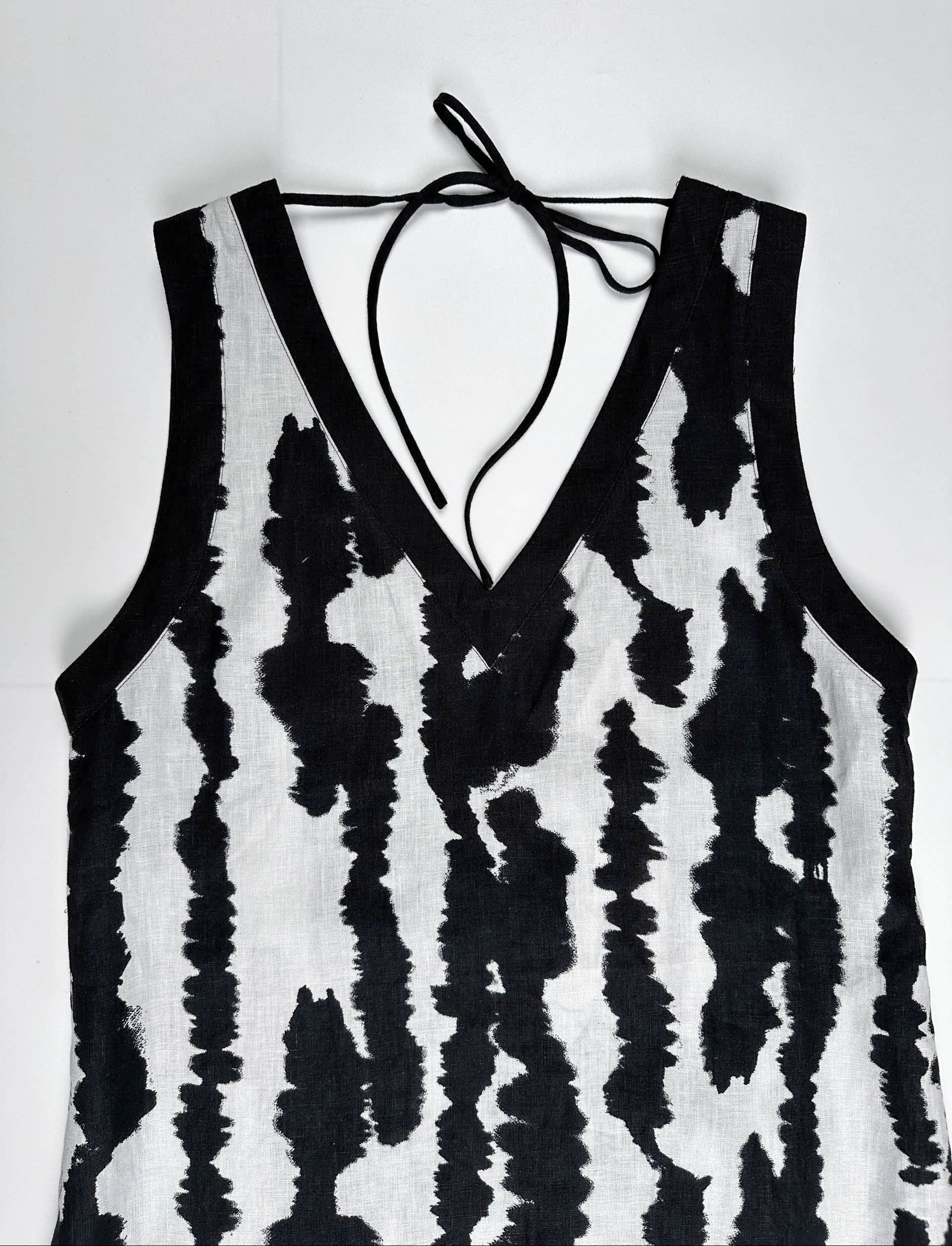 Brush Ink Echo Reversible Linen Mini Dress for Women - gallery
